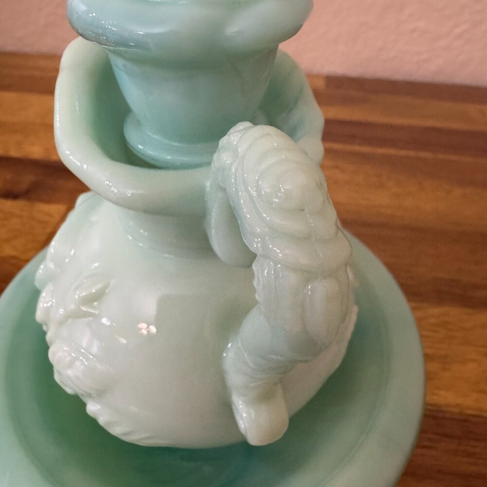 Vintage Avon Aqua/Green Mini Pitcher and Bowl Set - Picture 6 of 12